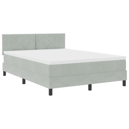 Boxmadras Seng Med Madras Med Madras Lysegrå 140 X 190 Cm Stof - Billede 2