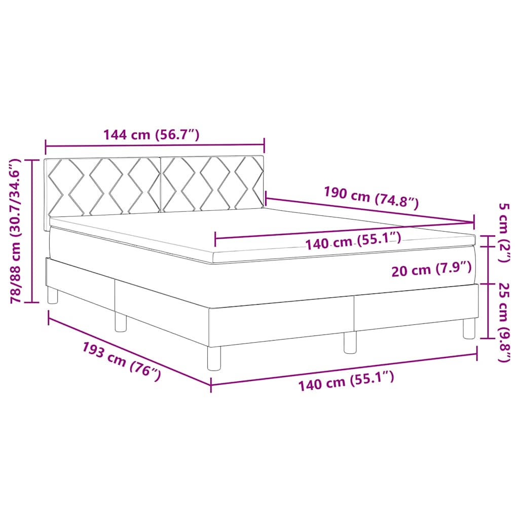 Boxmadras Seng Med Madras Med Madras Lysegrå 140 X 190 Cm Stof - Billede 12