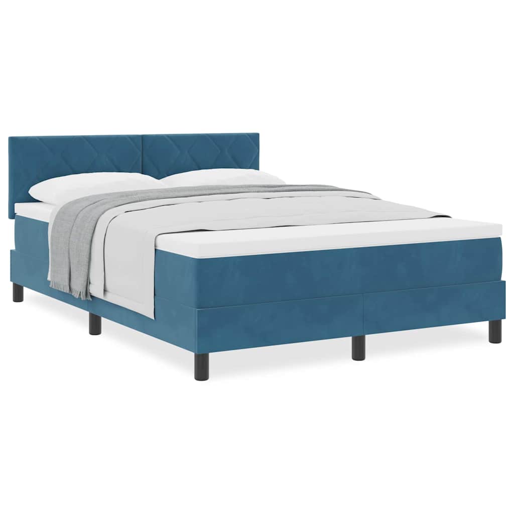 Boxmadras Seng Med Madras Med Madras Mørkeblå 140 X 190 Cm Stof - Billede 4