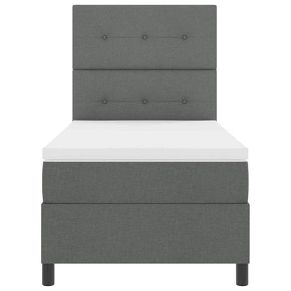 Box Spring Seng Med Madras Mørkegrå 80 X 200 Cm Stof - Billede 8