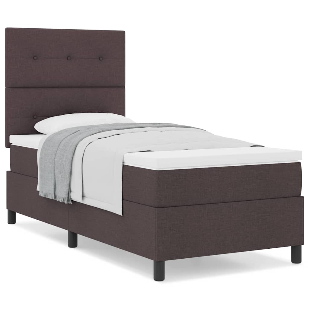 Box Spring Seng Med Madras Mørkebrun 100 X 200 Cm Stof - Billede 4