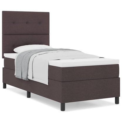 Box Spring Seng Med Madras Mørkebrun 100 X 200 Cm Stof - Billede 4
