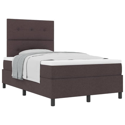 Box Spring Seng Med Madras Mørkebrun 120 X 190 Cm Stof - Billede 3