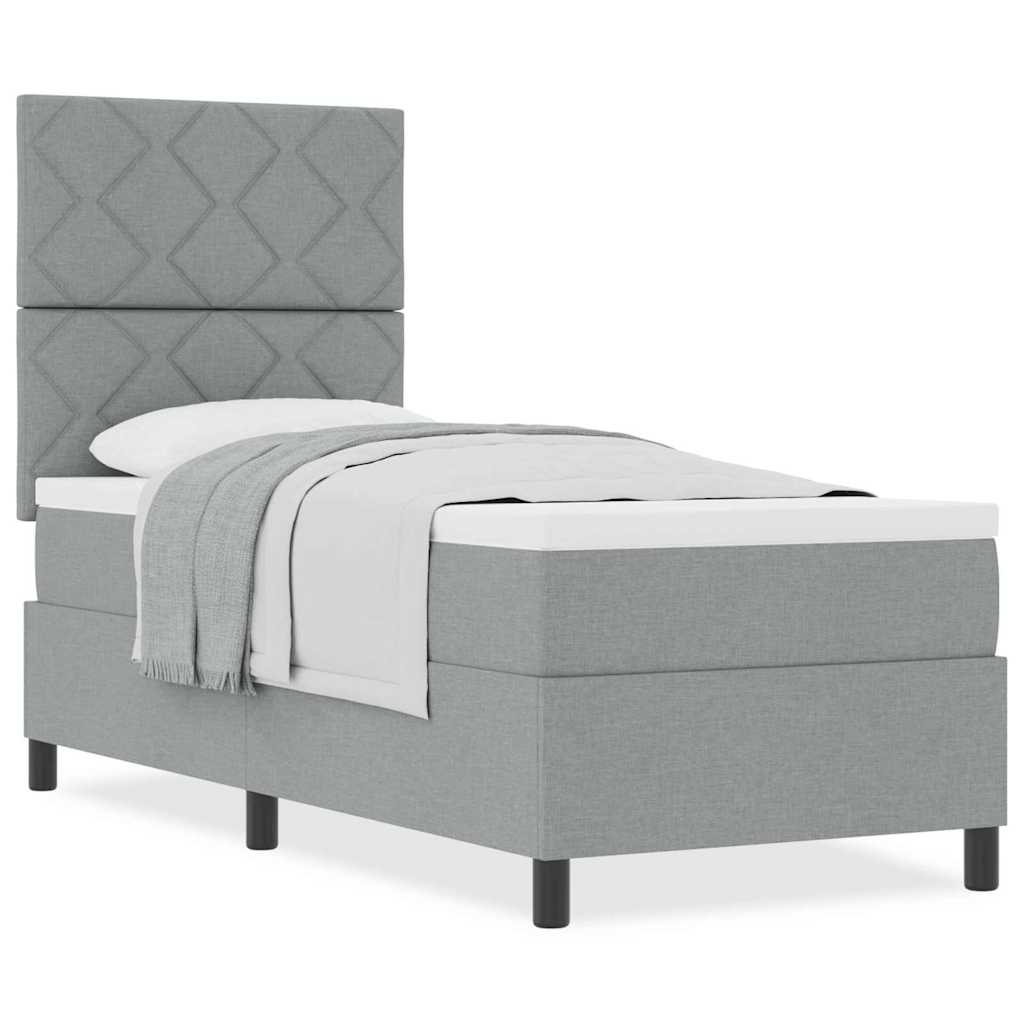 Box Spring Seng Med Madras Lysegrå 80 X 200 Cm Stof - Billede 4