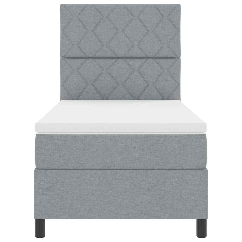 Box Spring Seng Med Madras Lysegrå 90 X 190 Cm Stof - Billede 8