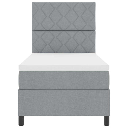 Box Spring Seng Med Madras Lysegrå 90 X 190 Cm Stof - Billede 8