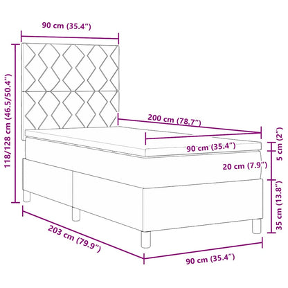 Box Spring Seng Med Madras Lysegrå 90 X 200 Cm Stof - Billede 13