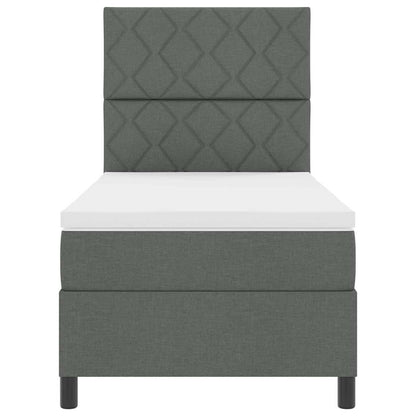 Box Spring Seng Med Madras Mørkegrå 90 X 200 Cm Stof - Billede 8