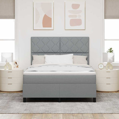 Box Spring Seng Med Madras Lysegrå 140 X 190 Cm Stof - Billede 4