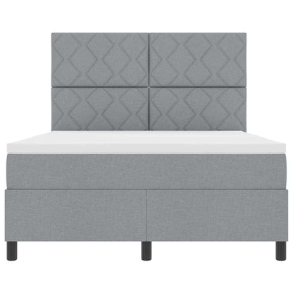 Box Spring Seng Med Madras Lysegrå 140 X 190 Cm Stof - Billede 7