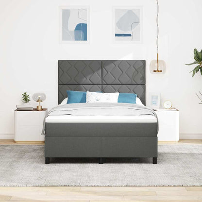 Box Spring Seng Med Madras Mørkegrå 140 X 190 Cm Stof - Billede 4