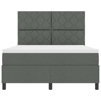 Box Spring Seng Med Madras Mørkegrå 140 X 190 Cm Stof - Billede 7
