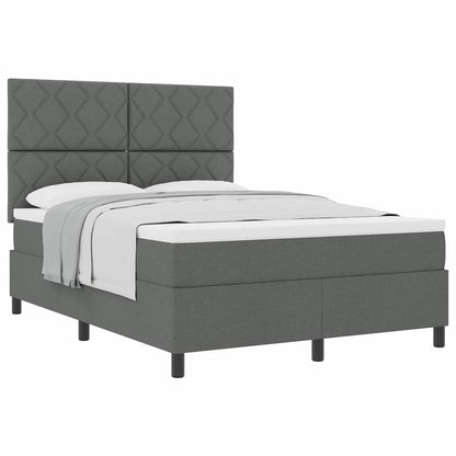 Box Spring Seng Med Madras Mørkegrå 140 X 190 Cm Stof - Billede 3