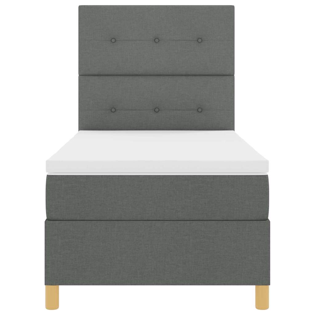 Box Spring Seng Med Hovedgærde Mørkegrå 80 X 200 Cm Stof - Billede 8