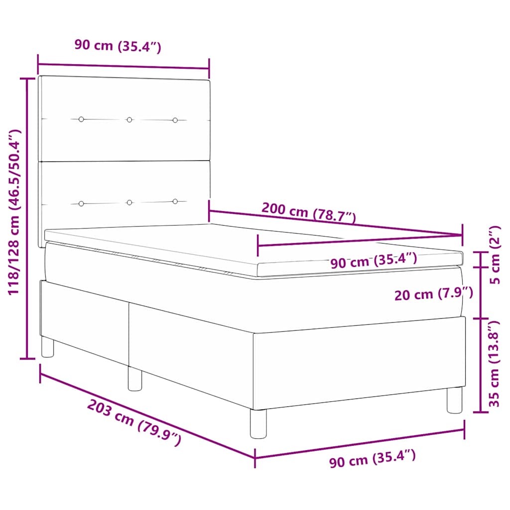 Box Spring Seng Med Madras 90 X 200 Cm Stof - Billede 12