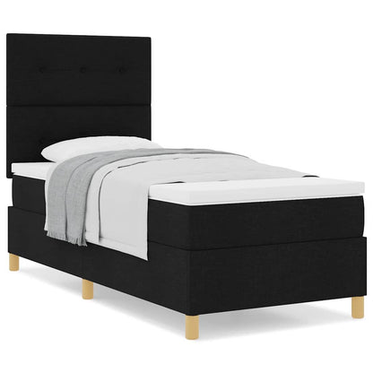 Box Spring Seng Med Hovedgærde Sort 100 X 200 Cm Stof - Billede 4