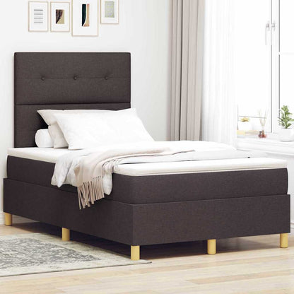 Box Spring Seng Med Hovedgærde Mørkebrun 120 X 190 Cm Stof - Hovedbillede