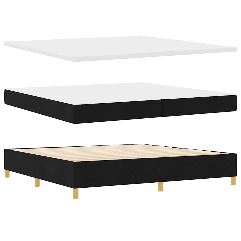 Box Spring Seng Med Hovedgærde Sort 200 X 200 Cm Stof - Billede 7