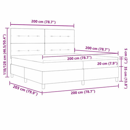 Box Spring Seng Med Hovedgærde Sort 200 X 200 Cm Stof - Billede 13