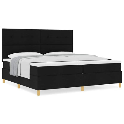 Box Spring Seng Med Hovedgærde Sort 200 X 200 Cm Stof - Billede 4