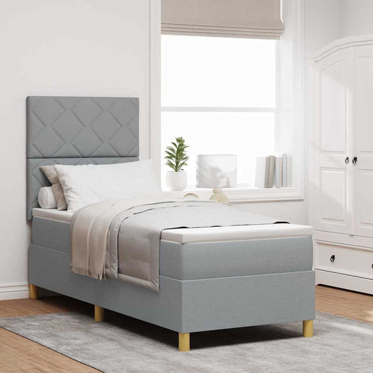 Box Spring Seng Med Hovedgærde Stof - Hovedbillede