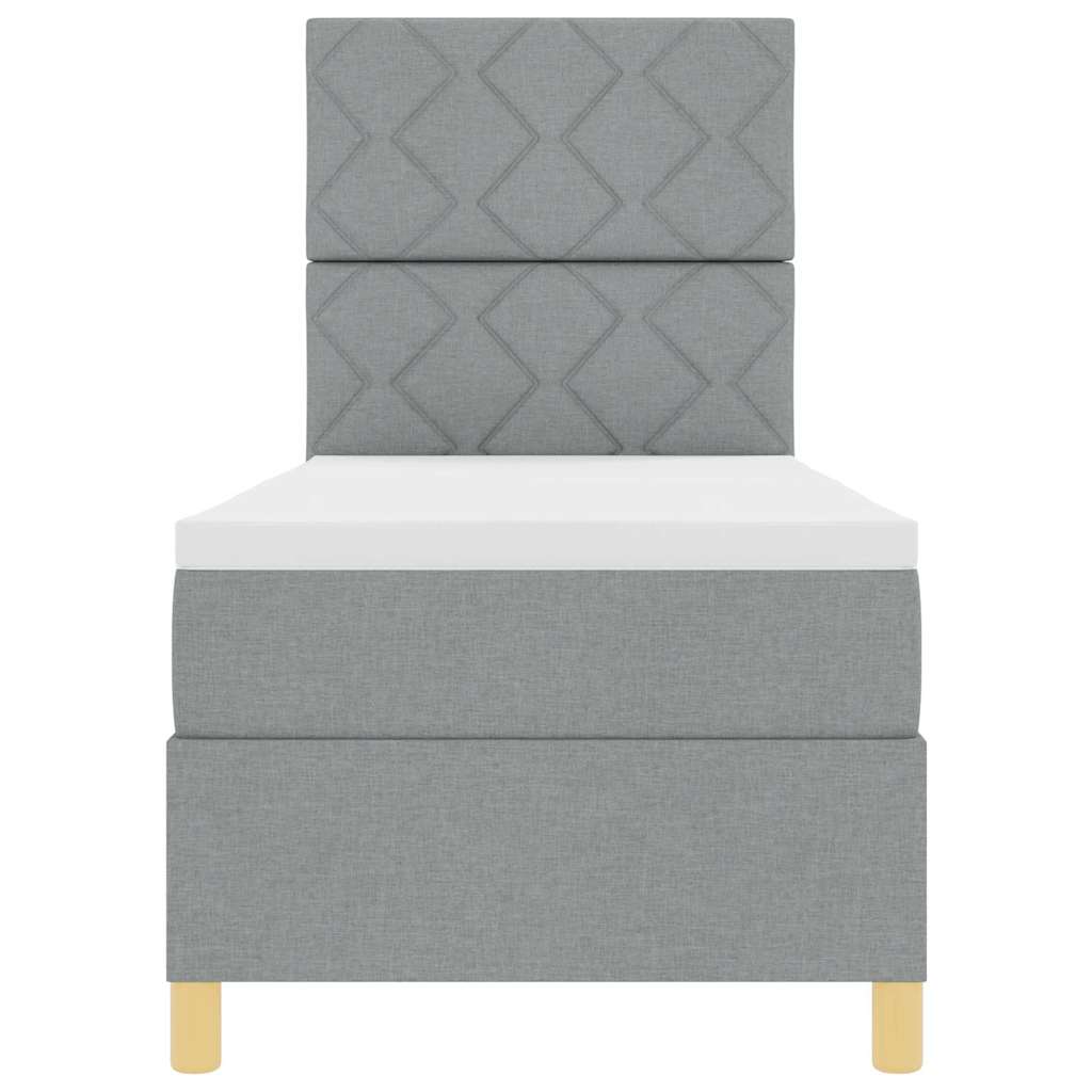 Box Spring Seng Med Hovedgærde Lysegrå 80 X 200 Cm Stof - Billede 8