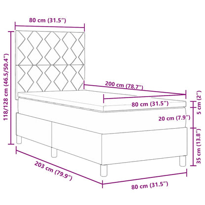 Box Spring Seng Med Hovedgærde Lysegrå 80 X 200 Cm Stof - Billede 13