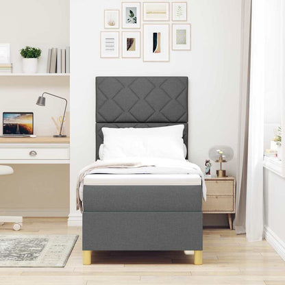 Box Spring Seng Med Hovedgærde Mørkegrå 80 X 200 Cm Stof - Billede 5