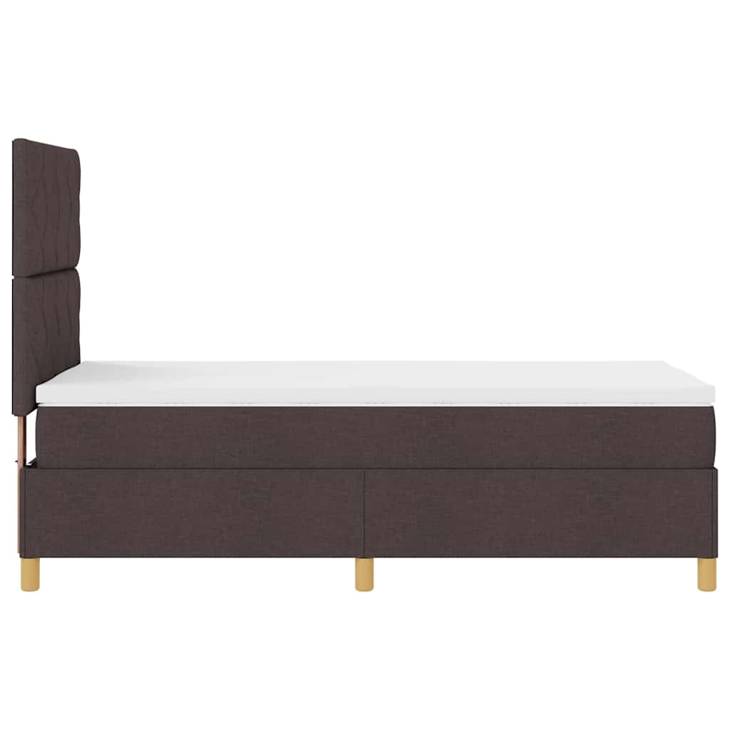Box Spring Seng Med Hovedgærde Mørkebrun 90 X 190 Cm Stof - Billede 9