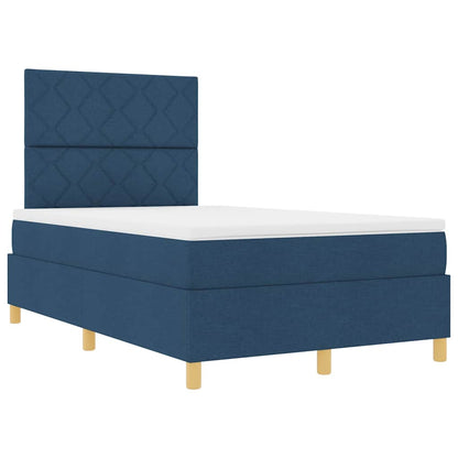 Box Spring Seng Med Hovedgærde Blå 120 X 200 Cm Stof - Billede 5