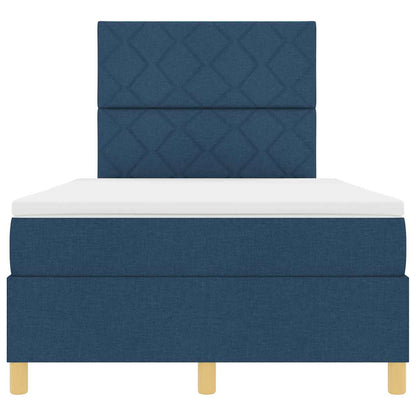 Box Spring Seng Med Hovedgærde Blå 120 X 200 Cm Stof - Billede 7