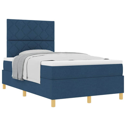 Box Spring Seng Med Hovedgærde Blå 120 X 200 Cm Stof - Billede 3