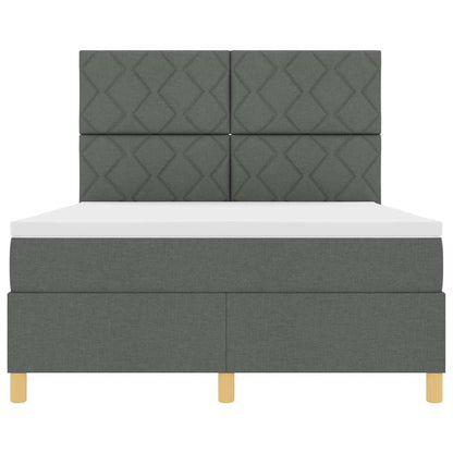 Box Spring Seng Med Hovedgærde Mørkegrå 140 X 190 Cm Stof - Billede 7