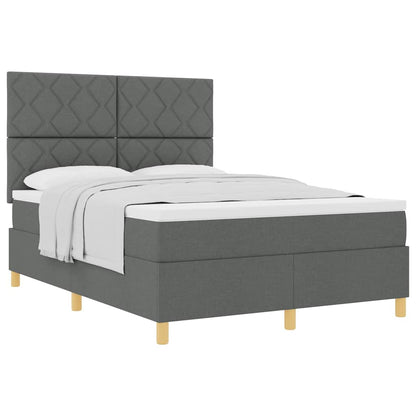 Box Spring Seng Med Hovedgærde Mørkegrå 140 X 190 Cm Stof - Billede 3