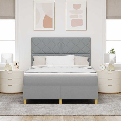 Box Spring Seng Med Hovedgærde Lysegrå 140 X 200 Cm Stof - Billede 4