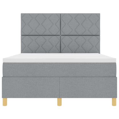 Box Spring Seng Med Hovedgærde Lysegrå 140 X 200 Cm Stof - Billede 7