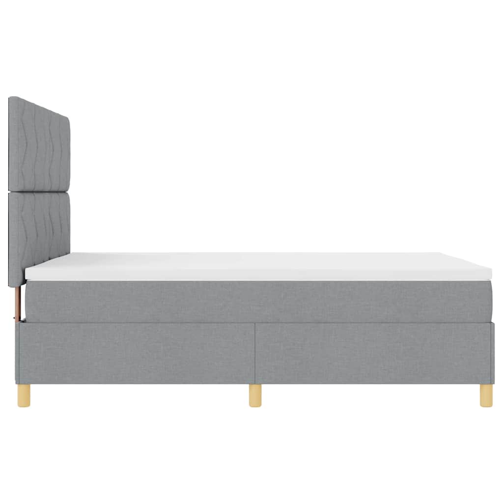 Box Spring Seng Med Hovedgærde Lysegrå 140 X 200 Cm Stof - Billede 8