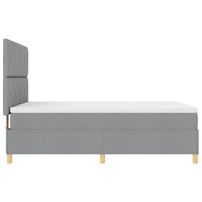 Box Spring Seng Med Hovedgærde Lysegrå 140 X 200 Cm Stof - Billede 8
