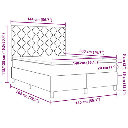 Box Spring Seng Med Hovedgærde Mørkegrå 140 X 200 Cm Stof - Billede 13