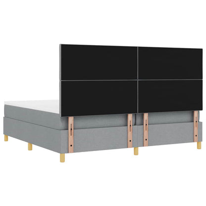 Box Spring Seng Med Hovedgærde Lysegrå 200 X 200 Cm Stof - Billede 10