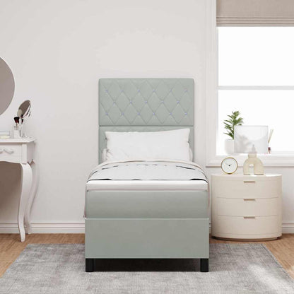 Box Spring Seng Med Madras Lysegrå 80 X 200 Cm Fløjl - Billede 5