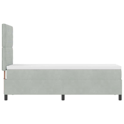 Box Spring Seng Med Madras Lysegrå 80 X 200 Cm Fløjl - Billede 9