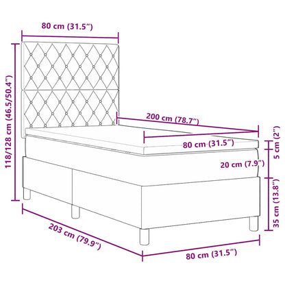 Box Spring Seng Med Madras Lysegrå 80 X 200 Cm Fløjl - Billede 12