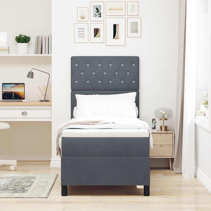 Box Spring Seng Med Madras Mørkegrå 80 X 200 Cm Fløjl - Billede 5