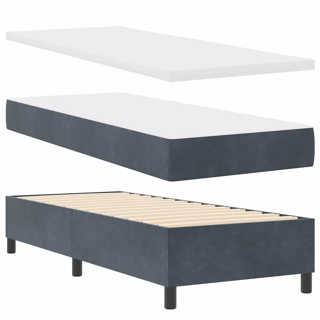 Box Spring Seng Med Madras Mørkegrå 80 X 200 Cm Fløjl - Billede 7