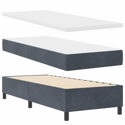 Box Spring Seng Med Madras Mørkegrå 80 X 200 Cm Fløjl - Billede 7