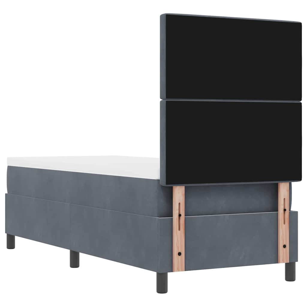Box Spring Seng Med Madras Mørkegrå 80 X 200 Cm Fløjl - Billede 10