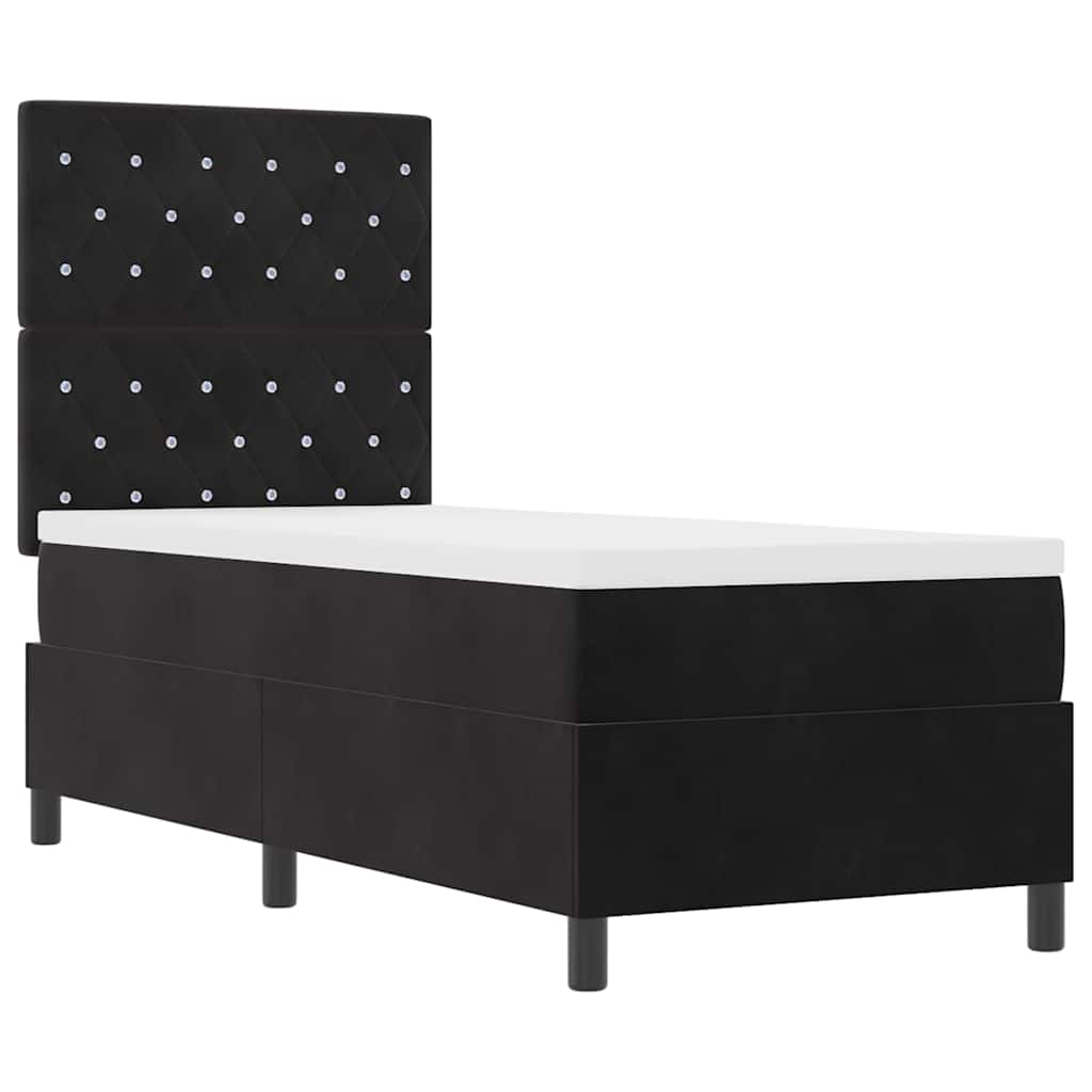 Box Spring Seng Med Madras Sort 80 X 200 Cm Fløjl - Billede 6