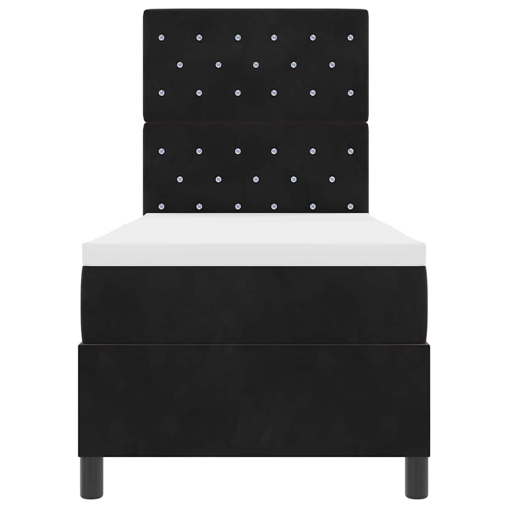 Box Spring Seng Med Madras Sort 80 X 200 Cm Fløjl - Billede 8