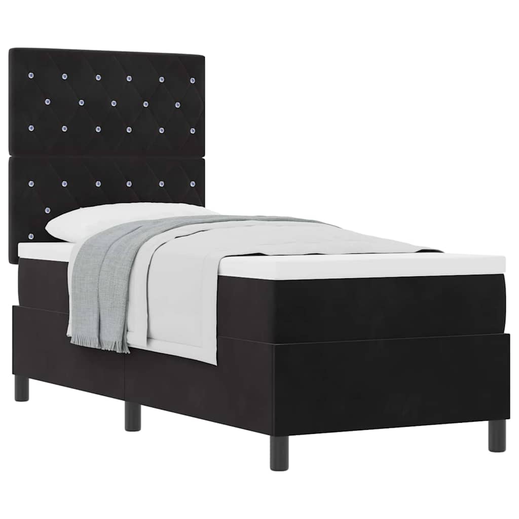 Box Spring Seng Med Madras Sort 80 X 200 Cm Fløjl - Billede 3